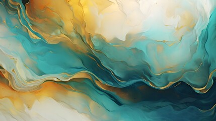 Wall Mural - marble in turquoise and yellow