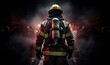 firefighter man confronts fire, ai generative