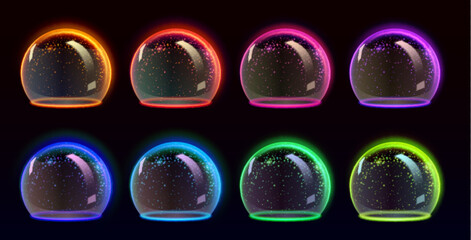 Poster - sphere shield with glow textured surface for covering and protection - realistic 3d vector of shinin