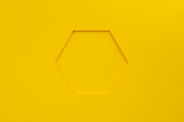 Aufkleber - Yellow hexagon hole template embossed on yellow background with borders.