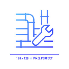 Wall Mural - 2D pixel perfect gradient icon, isolated vector, blue thin line illustration representing plumbing.