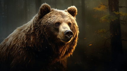 Poster - brown bear in the forest