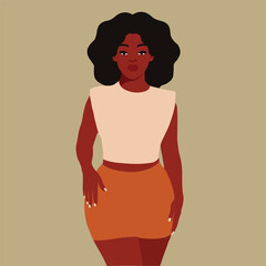 Afro black woman in elegant art style vector