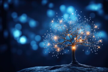 Image of a tree with neural connections. Concept of neural connections and artificial intelligence