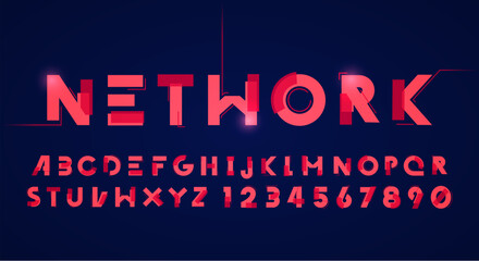 Wall Mural - Futuristic Cyberpunk Font. Typography With Technology Glitch Effect.