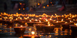 Many oil lamps diya floating on the river for celebrating Diwali festive holiday in India Diwali Celebration River of Light with Floating Oil Lamps AI Generative 