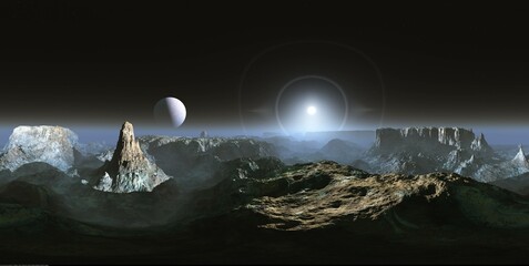 Wall Mural - alien landscape, HDRI, equidistant projection, Spherical panorama, panorama 360, environment map, 3d rendering