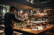 architecture simulator innovation hologram project on table, Generate with Ai