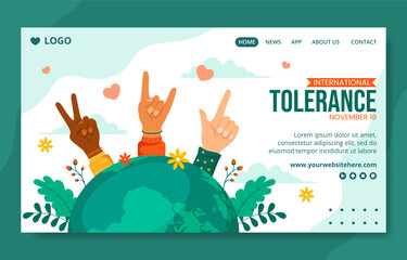 Wall Mural - Day for Tolerance Social Media Landing Page Cartoon Hand Drawn Templates Background Illustration