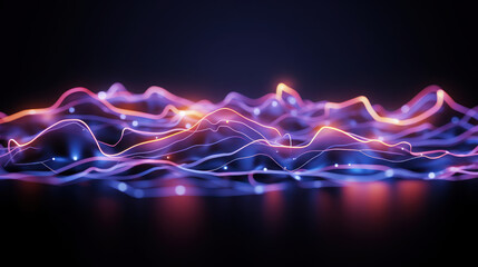 Poster - Abstract background with dark purple glass waves