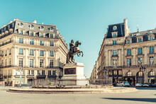 France, Ile-de-France, Paris, Statue Of Louis XIV At Place Des Victoires Square