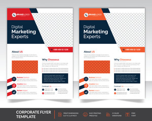 Corporate multipurpose flyer design with two color variations design, promotion Flyer Template, red and yellow flyer design 