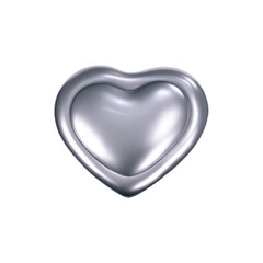 Wall Mural - 3d chrome heart icon in y2k style isolated on a white background. Render of 3d silver heart emoji with glossy gradient effect. 3d vector y2k illustration.