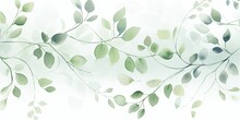 Watercolor Branch With Green Leaves On White Background. Vector Illustration. Botanical Art. For Wallpapers, Postcards, Greeting Cards, Wrappers, Wedding Invitations, Romantic Events.