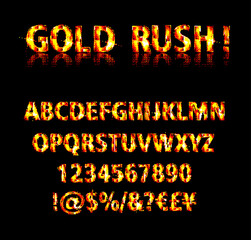 Wall Mural - Gold alphabetic fonts and numbers