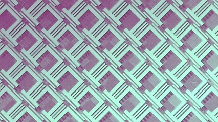 Leinwandbilder - Abstract geometric pattern with cyclic seamless loop animation of blue lines on purple digital background. Futuristic concept. 3d rendering. 4K, Ultra HD resolution