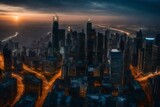 Fototapeta  - lightning over the city  Generative AI