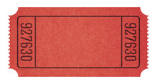 Vintage Paper Red Blank Ticket Isolated On Transparent Background.