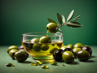 olive oil on a green background