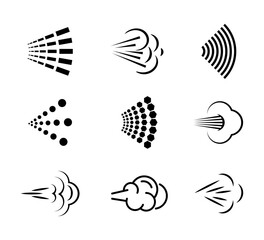 Wall Mural - Vector spray icons isolated on white. Smell and Sound waves.