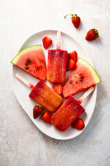 Wall Mural - Refreshing homemade watermelon popsicles 