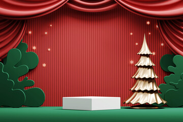 Poster - Merry Christmas event product display podium with decoration background 3d renderingMerry Christmas event product display podium with decoration background 3d rendering
