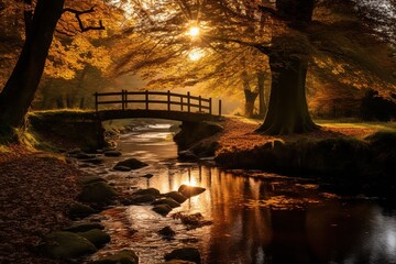 Canvas Print - Autumn river landscape.