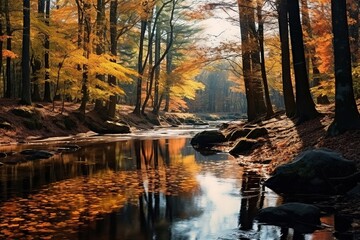 Poster - Autumn river landscape.