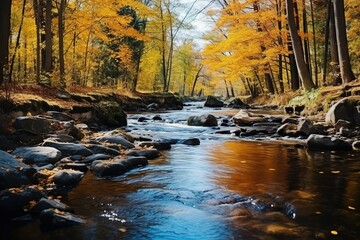 Canvas Print - Autumn river landscape.