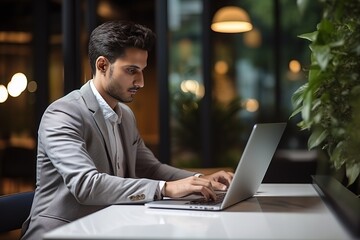 Aufkleber - Portrait of a stylish businessman working at a laptop