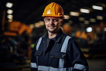 Poster - Happy professional Worker-Heavy Industry Engineer