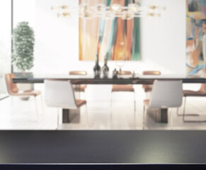 Wall Mural - Table Top And Blur Dining Room Of  Background