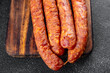 meat sausage smoked fresh appetizer meal food snack on the table copy space food background rustic top view