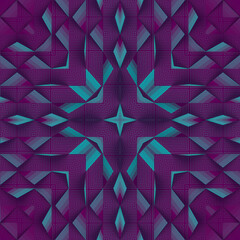 Aufkleber - Symmetric geometric pattern of many triangular shapes with a blue-purple gradient. 3d rendering digital illustration