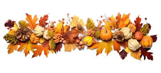 Wall Mural - straight strip line frame with autumn harvest, png file of isolated cutout object with shadow on transparent background.