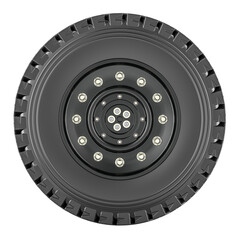 Fototapete - Truck Wheel, side view. 3D rendering isolated on transparent background