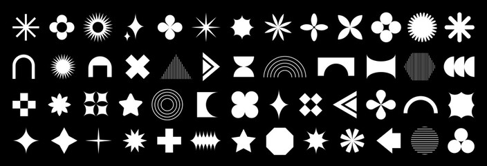 Wall Mural - y2k abstract geometric shapes. vector set of brutalism retro minimal graphic icons, logos, design el