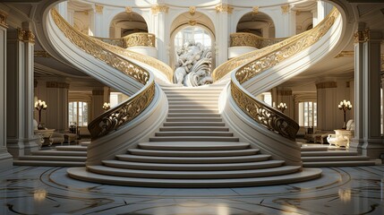 Poster - staircase, using the surrounding space to enhance its architectural beauty