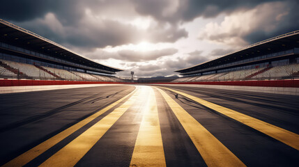 Wall Mural - Big race track backdrop. Outdoor Race Track Arena place, nobody. Empty Racing track with grandstands.