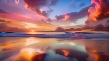 A Breathtaking Sunset Painting Capturing The Beauty Of The Ocean. Generative Ai