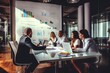 © PHAISITSAWAN - Business people group meeting in office. Professional businesswomen, businessmen, and office workers work in team conferences with project planning documents on the meeting table.