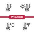 Weather Icons - Thermometer, Forecast, Temperature, Degrees, Celsius, Fahrenheit vector icon.