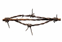 Old Barbed Wire Isolated On White. Generative AI