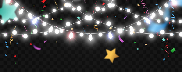 Wall Mural - Vector illustration of a light garland on a transparent background.	

