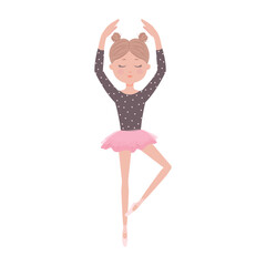 Wall Mural - Little fragile ballerina, girl in pointe shoes dancing, Vector simple children's illustration in flat style.
