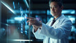 © Concept Island - Asian doctor using diagnostic imaging technology on a large touch screen. Technology and healthcare