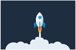 Start up rocket project concept. Concept of business start-up, boost or success
