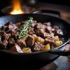 Wall Mural - Beef and potato stew, showcasing the tender cubes of beef and chunks of potato