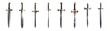 Collection of medieval swords, fantasy swords, isolated, transparent PNG.