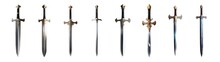 Collection Of Medieval Swords, Fantasy Swords, Isolated, Transparent PNG.